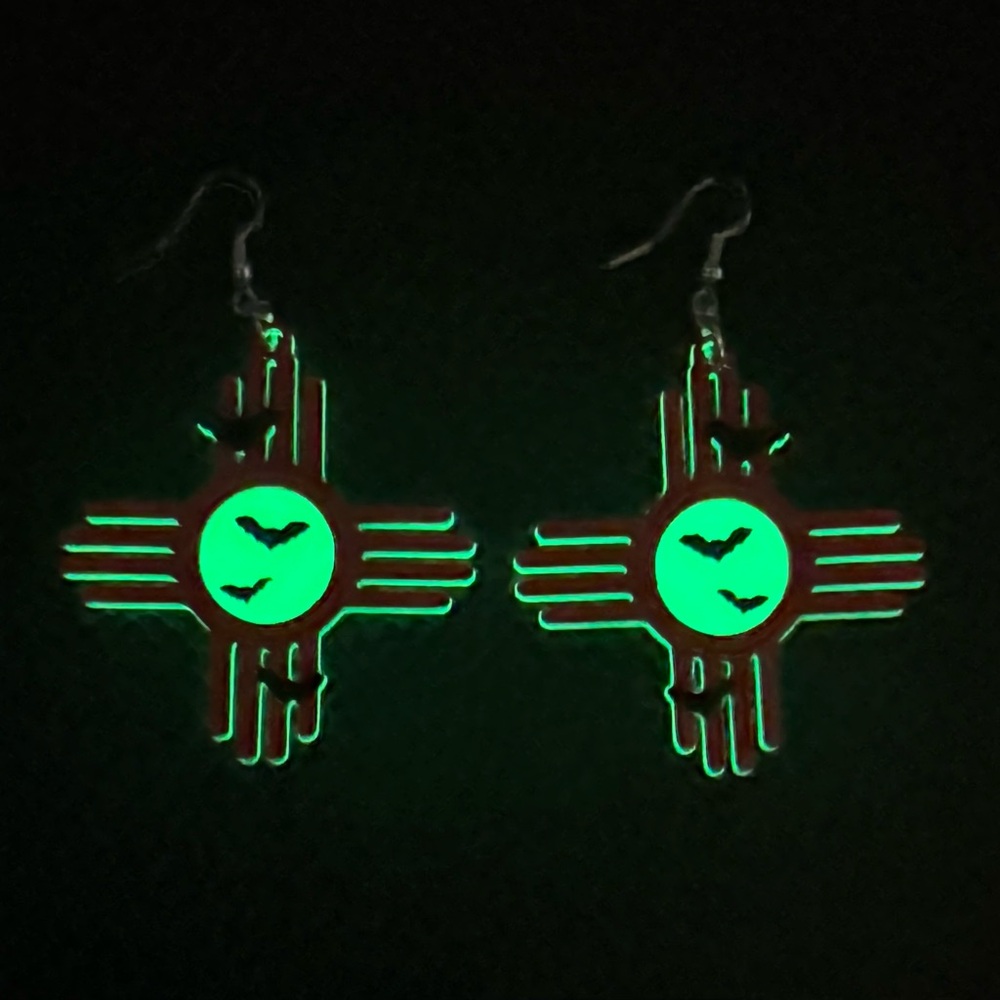 Red and Green Zia Symbol Earrings